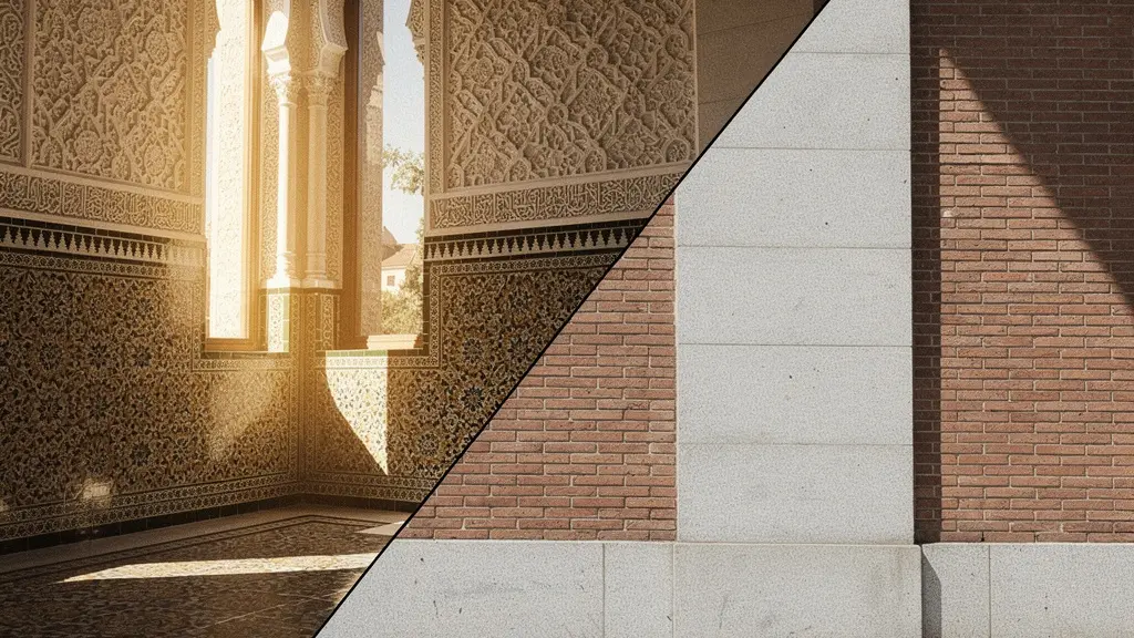 Contraste arquitectónico entre el barroco andaluz exuberante y el barroco madrileño sobrio en iglesias y palacios