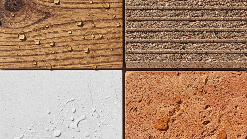 Comparativa visual de diferentes materiales de suelo para terraza bajo sol intenso
