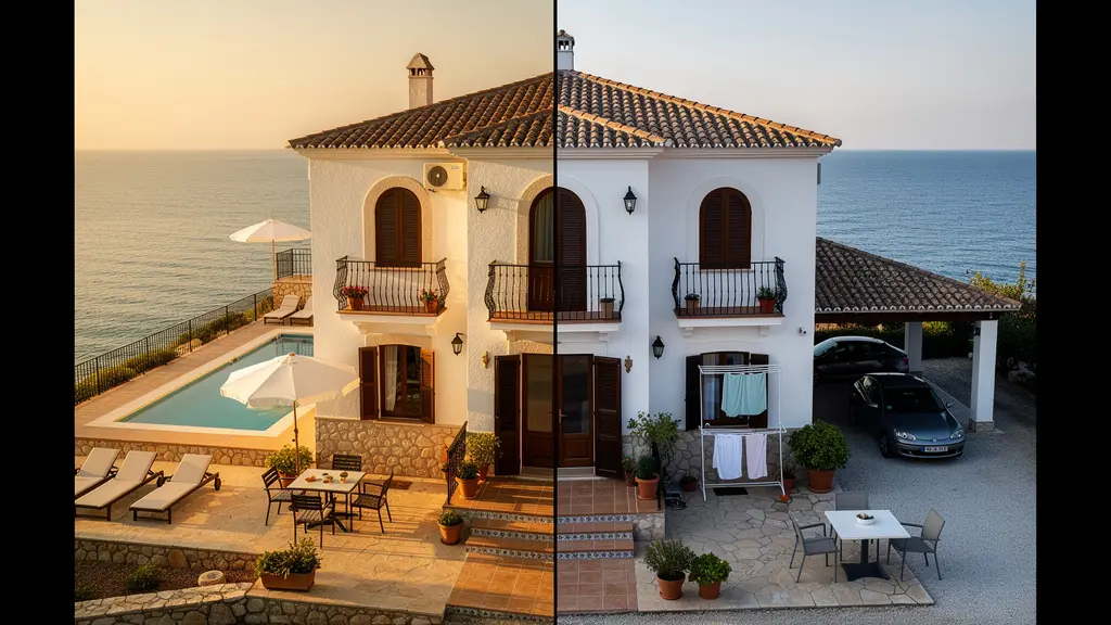 Comparación visual entre alquiler vacacional y de larga estancia en zona costera