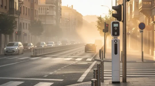 Control de acceso a zona de bajas emisiones en ciudad española con distintivos ambientales