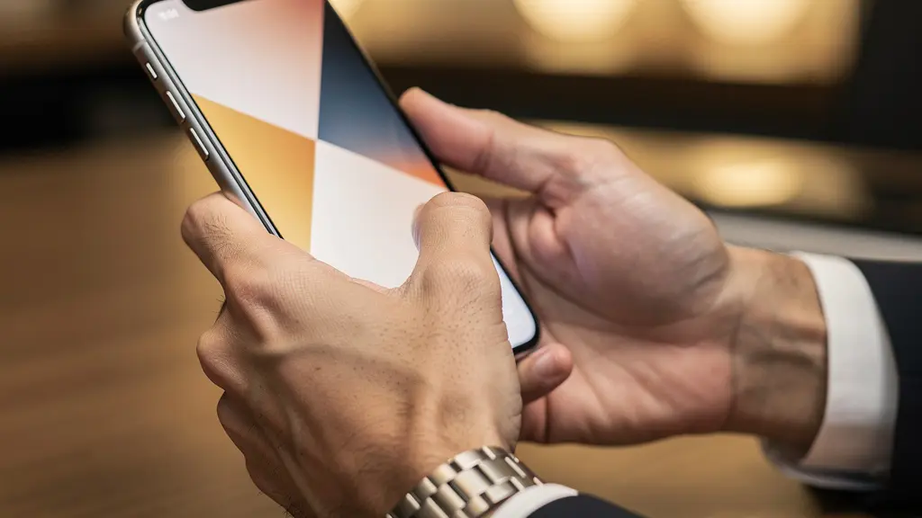 Manos ejecutivas usando smartphone para escanear documento en oficina moderna