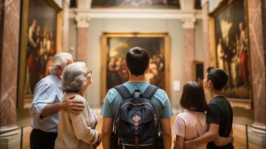 Interior del Museo del Prado con visitantes contemplando cuadros durante las horas gratuitas