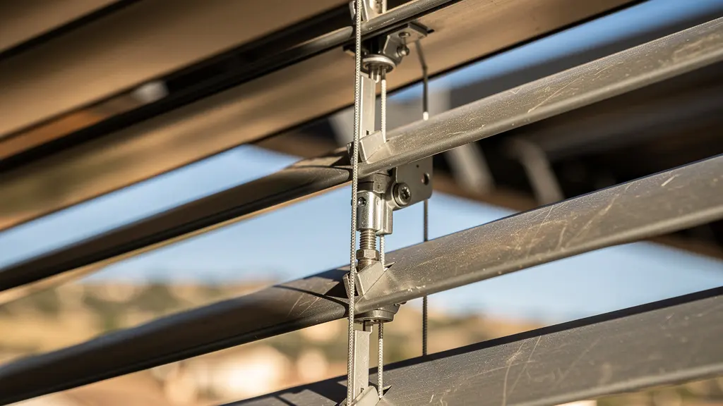 Pérgola bioclimática moderna integrada en vivienda mediterránea española