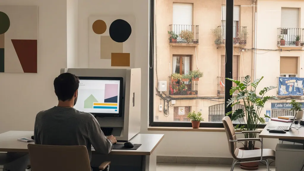 Pantalla de ordenador mostrando plataforma de participación ciudadana sin texto visible