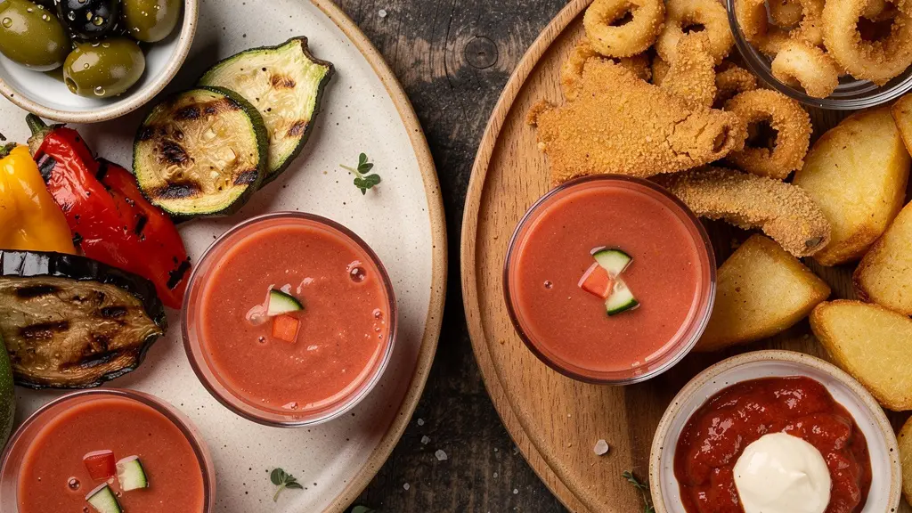 Mesa con variedad de tapas españolas saludables y tradicionales mostrando opciones nutritivas